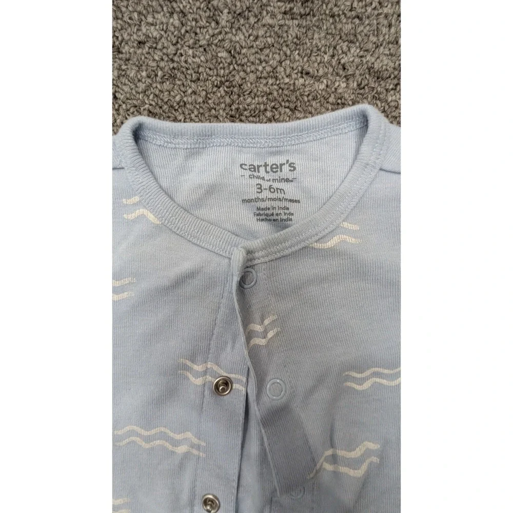 Carters Child of Mine‎ Baby Boys Blue Shark Wave Romper One Piece 3-6 Months